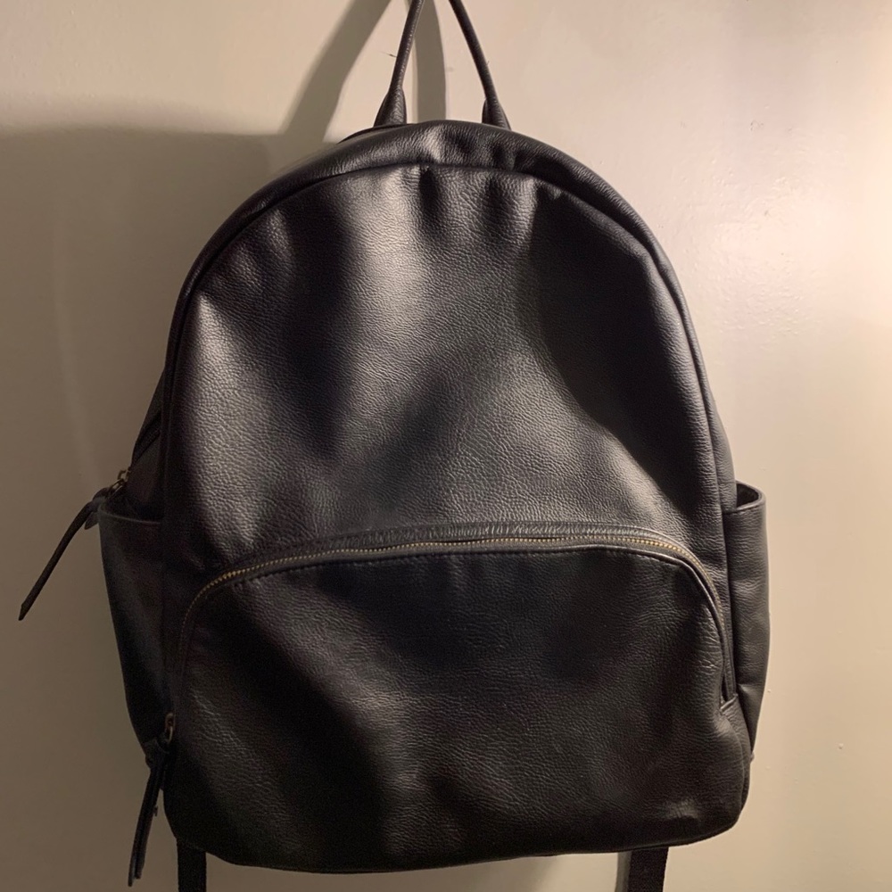 universal thread faux leather black backpack